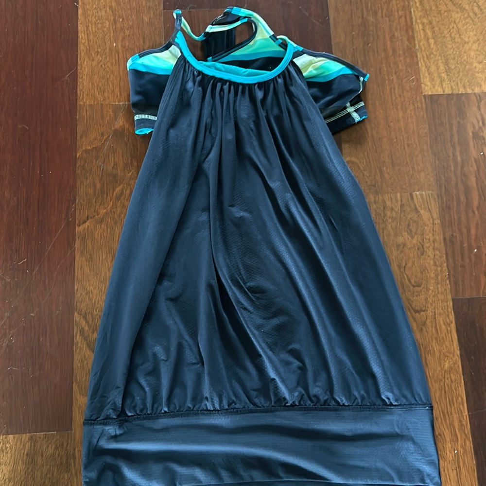 Navy blue Lululemon tank top with sports bra connected underneath